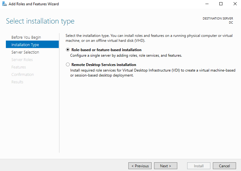 Add role based or feature based installation