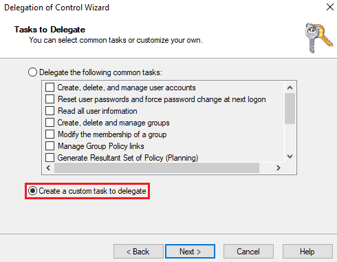 Create a custom delegation control