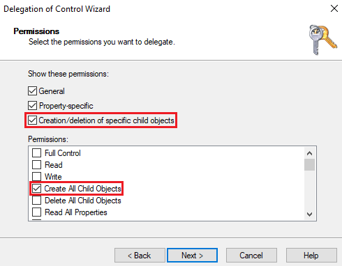 Delegation control Create all child objects