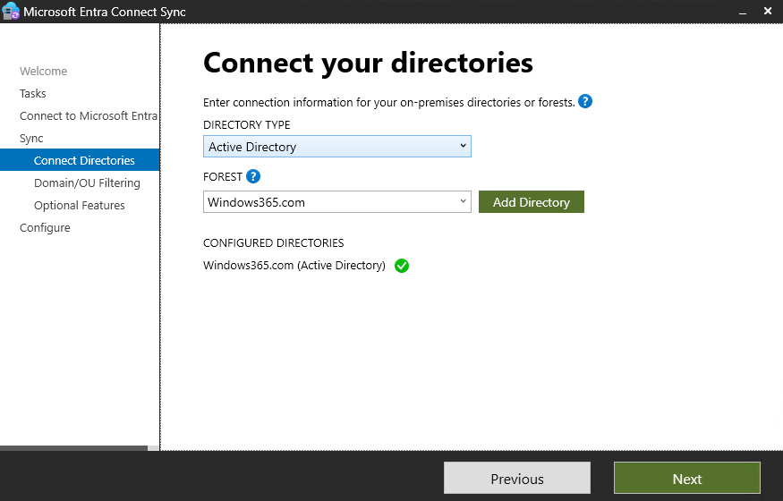 Microsoft Enter Sign Connect your directories