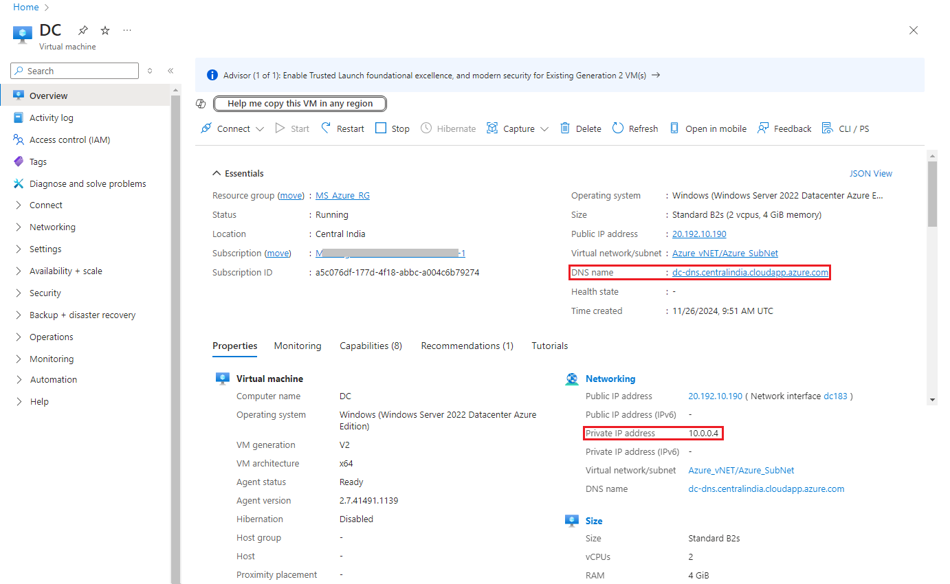 Add DNS Name to RDP into the device with a static endpoint