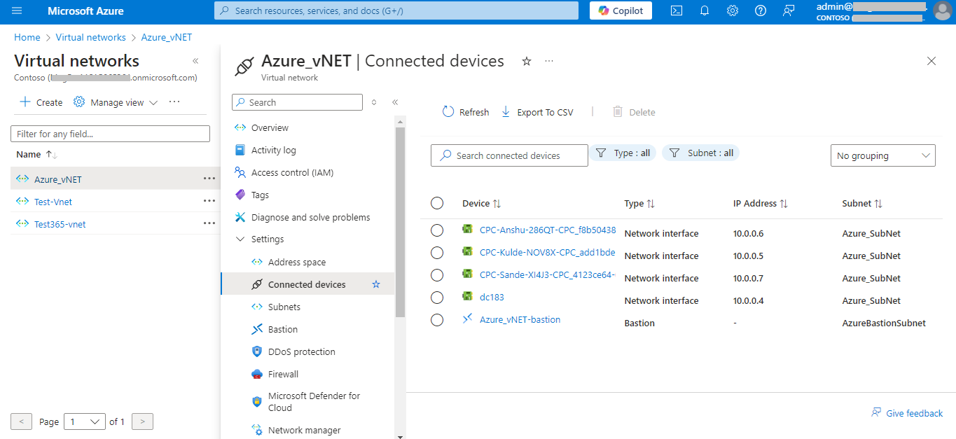 Azure VNet Connected Devices CPC