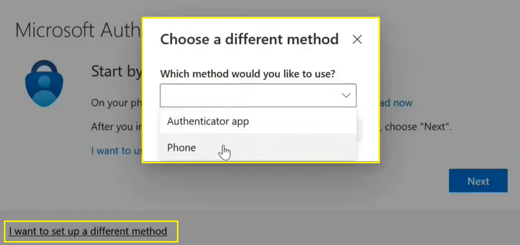 Choose different methods to authenticate