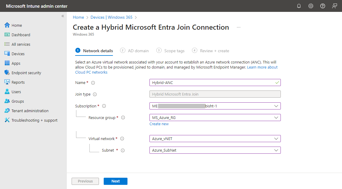 Configure Network Details in ANC