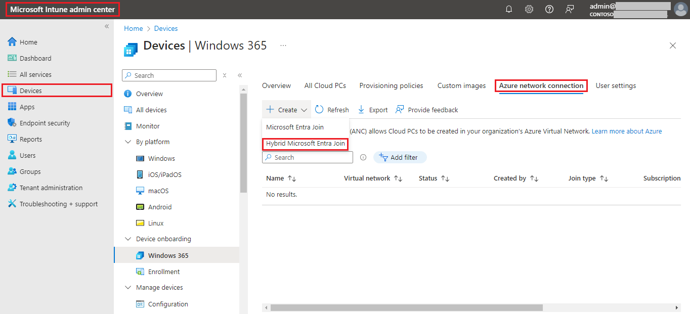 Create Hybrid Microsoft Entra Join ANC