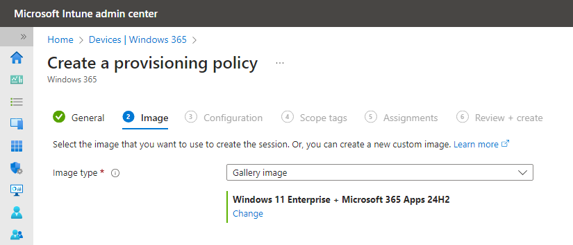 Create Provisioning policy Select Image