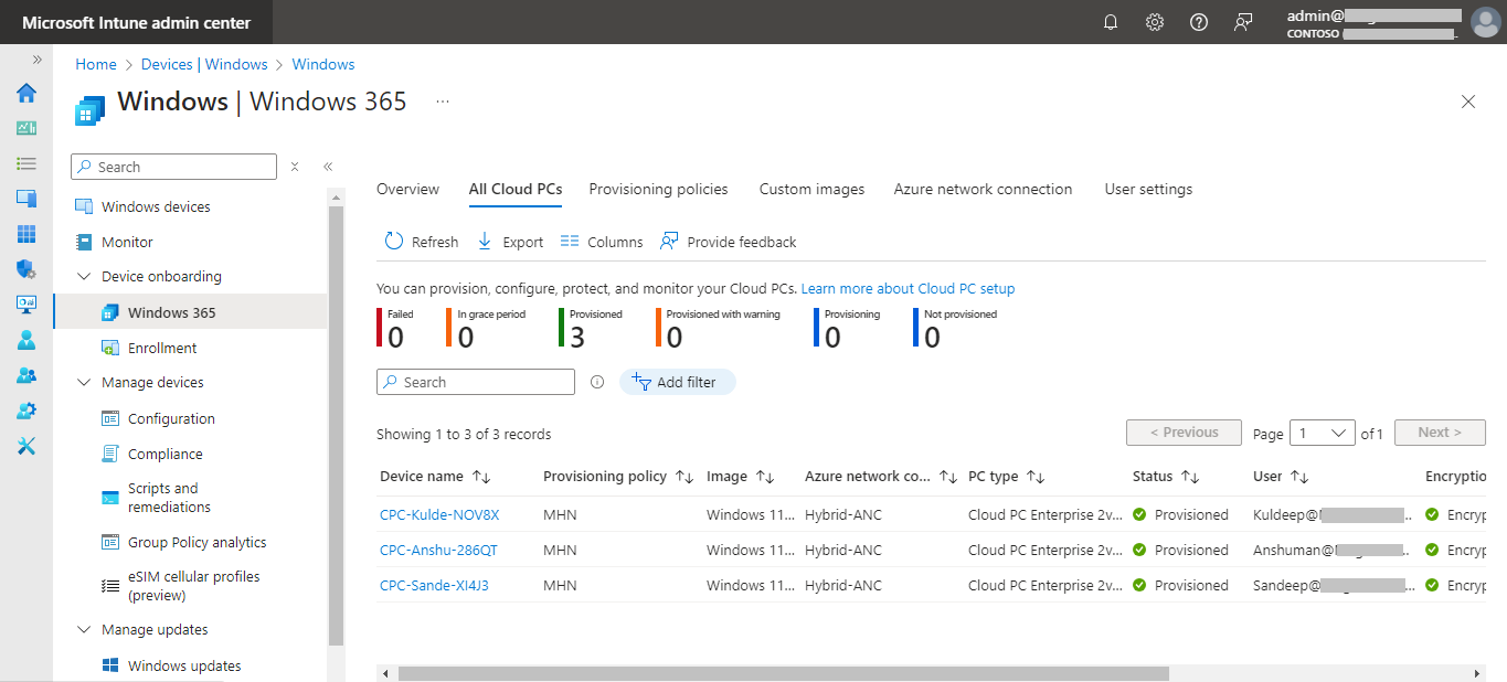Windows 365 Cloud PCs Created